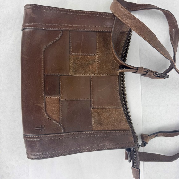 Frye Handbags - Frye Brown Leather Suede Patchwork Shoulder Bag Crossbody Boho Western Large